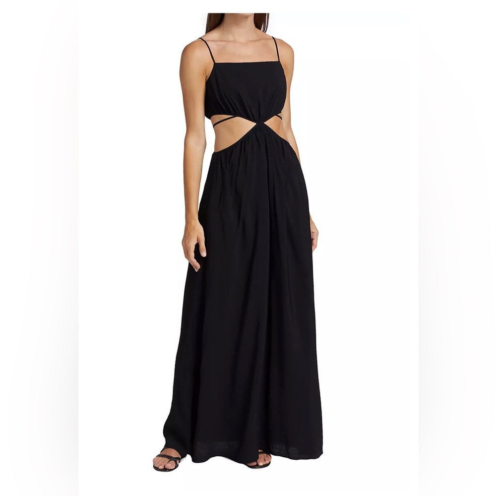 JONATHAN SIMKHAI Amora Strap Detail Maxi Dress Sz M Black - Picture 2 of 14
